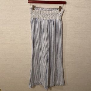 Indigo Rein Blue and White Striped Wide Leg Jumpsuit